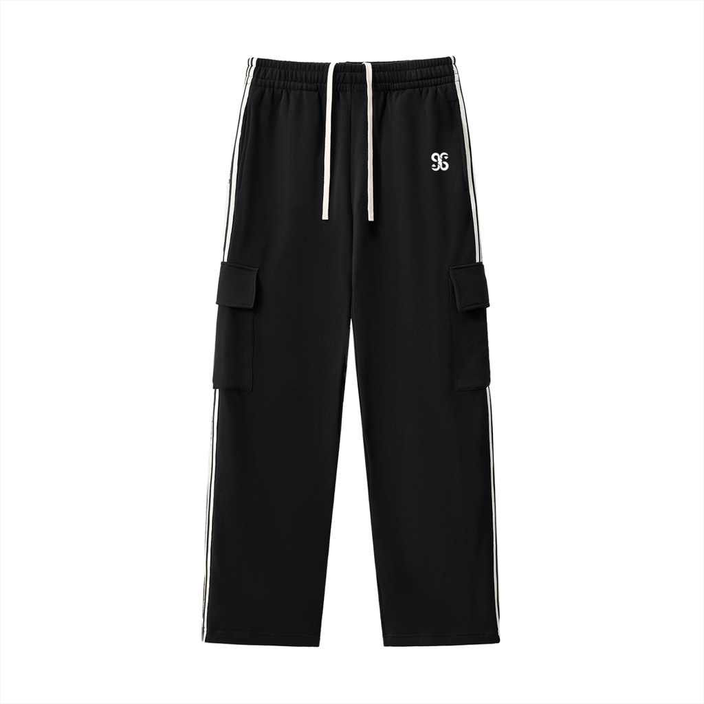 Unisex Loose-Fit Patchwork Sweatpants with Cargo Pockets